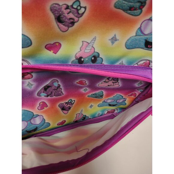 Rainbow Poop Emoji Backpack With Furry Heart Pocket For Kids - Picture 4 of 10